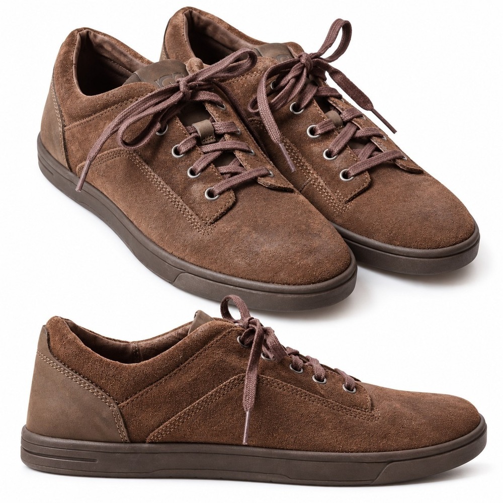 UGG Bueller Trainer Sneaker Mens Sz 8.5 Brown Suede Leather Minimalist Casual